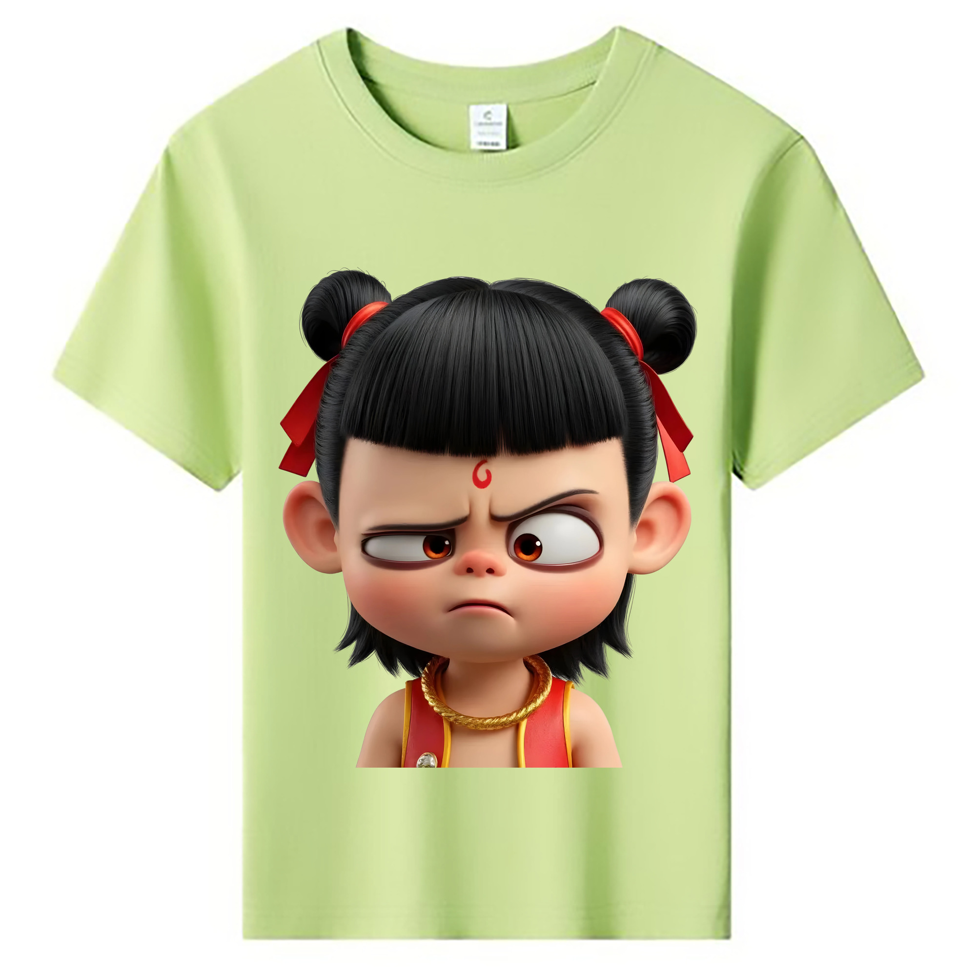 （画像用） Ne Zha 2 ナタ 魔童の大暴れ 綿100％キッズTシャツ（フロントプリント）